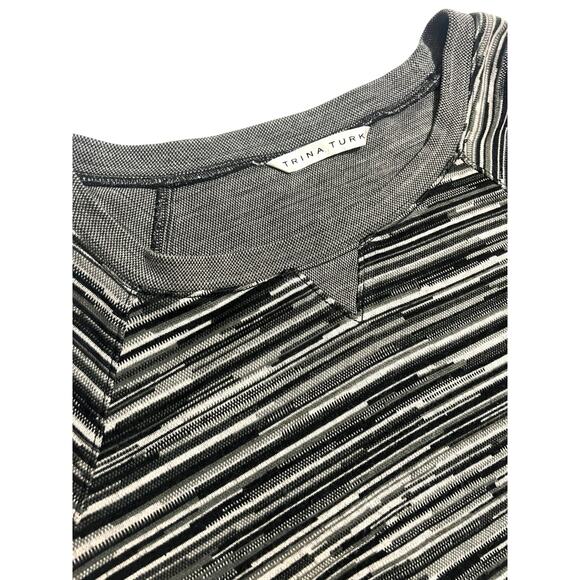 Trina Turk Lightweight Sweatshirt Variegated Gray Stripe Raglan Sleeve Small - Picture 2 of 11